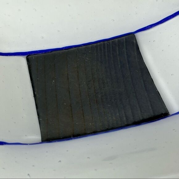 Fused Glass Trinket Plate Handmade‎ Blue Gray White Square 6.5” Murano Style - Picture 5 of 7